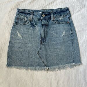 PacSun Blue Distressed Jean Denim Mini Skirt Size 24 Or Size 0 Light Wash